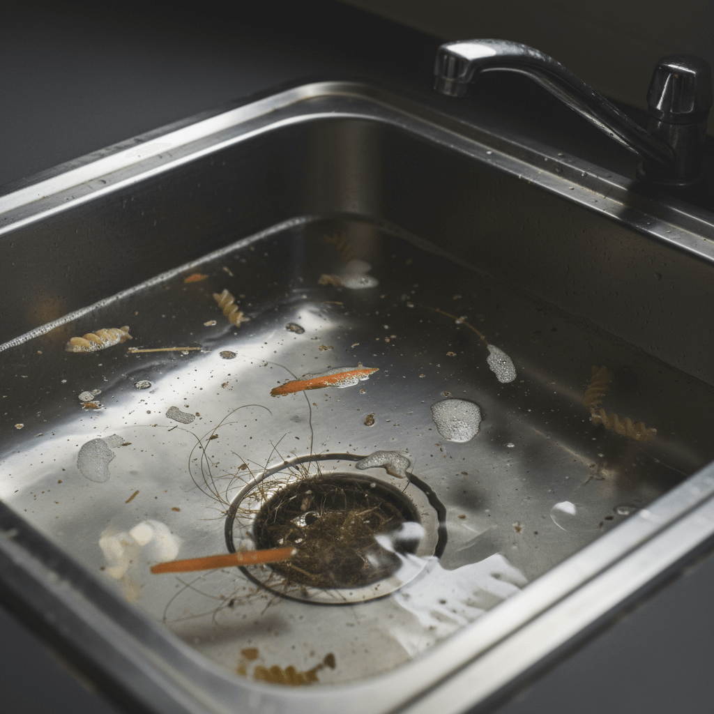 Verstopfter Küchenabfluss wird professionell gereinigt
